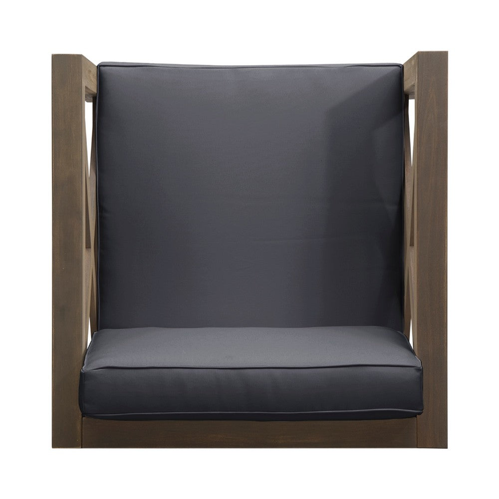 Juna Outdoor Club Chair, Charcoal Gray Water-Resistant Fabric, Acacia -BM335642