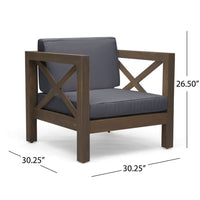 Juna Outdoor Club Chair, Charcoal Gray Water-Resistant Fabric, Acacia -BM335642