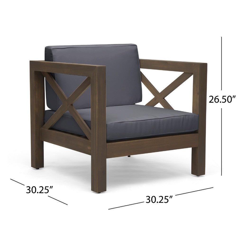 Juna Outdoor Club Chair, Charcoal Gray Water-Resistant Fabric, Acacia -BM335642