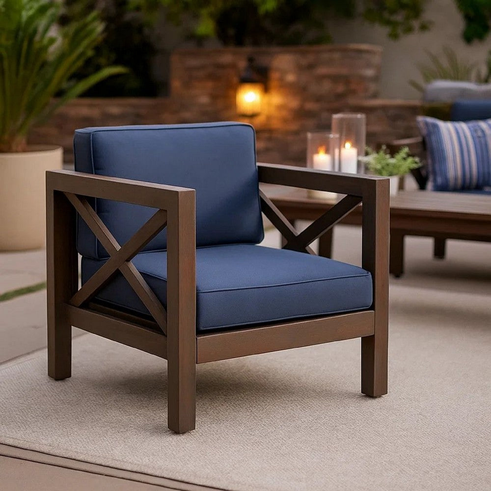 Juna Outdoor Club Chair, Charcoal Gray Water-Resistant Fabric, Acacia -BM335642