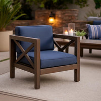 Juna Outdoor Club Chair, Charcoal Gray Water-Resistant Fabric, Acacia -BM335642