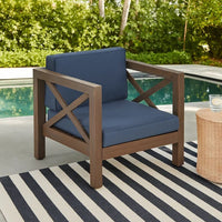 Juna Outdoor Club Chair, Charcoal Gray Water-Resistant Fabric, Acacia -BM335642