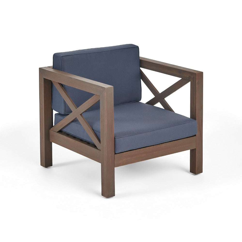Juna Outdoor Club Chair, Charcoal Gray Water-Resistant Fabric, Acacia -BM335642