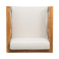 Juna Outdoor Club Chair, Beige Water-Resistant Fabric, Teak Brown Wood -BM335643