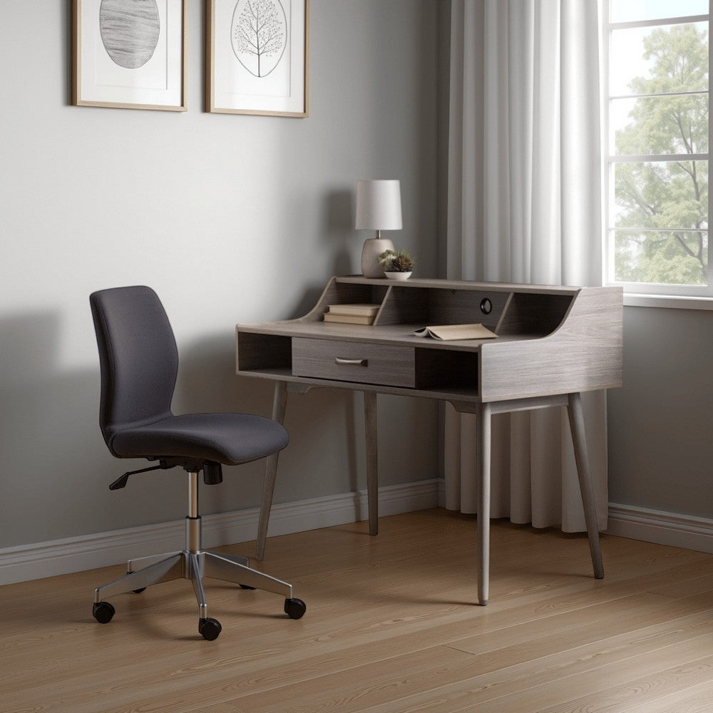 Jesa Study Writing Desk, 1 Drawer 3 Shelves, Oak Gray Wood, 47 Inch -BM335645