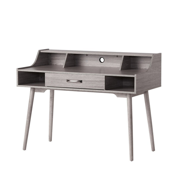 Jesa Study Writing Desk, 1 Drawer 3 Shelves, Oak Gray Wood, 47 Inch -BM335645