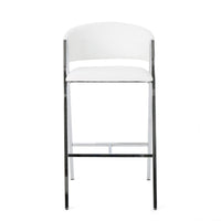 Zoy Barstool Chair Set of 2, Ivory Faux Leather, Chrome Metal Frame -BM335647