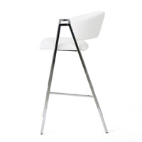 Zoy Barstool Chair Set of 2, Ivory Faux Leather, Chrome Metal Frame -BM335647