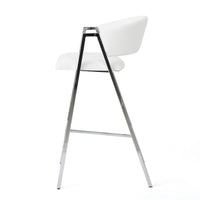 Zoy Barstool Chair Set of 2, Ivory Faux Leather, Chrome Metal Frame -BM335647