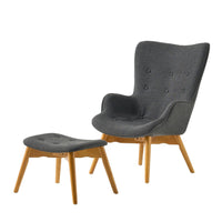 Contour Accent Chair and Ottoman Set, Dark Gray Fabric, Brown Ashwood -BM335652