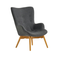 Contour Accent Chair and Ottoman Set, Dark Gray Fabric, Brown Ashwood -BM335652