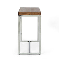 Console Table, Brown Acacia Wood, Chrome Stainless Steel, 42 Inch -BM335653
