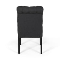 Mein Dining Chair Set of 2, Dark Gray Polyester, Black Wood Frame -BM335654