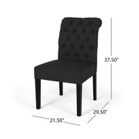 Mein Dining Chair Set of 2, Dark Gray Polyester, Black Wood Frame -BM335654