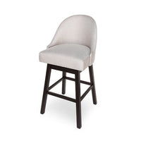 Swivel Barstool Chair Set of 2, Wheat Beige Fabric, Black Rubberwood -BM335660