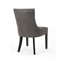 Chen Dining Chair Set of 2, Tufted Slate Gray Microfiber, Black Wood -BM335661