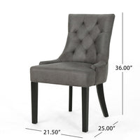 Chen Dining Chair Set of 2, Tufted Slate Gray Microfiber, Black Wood -BM335661