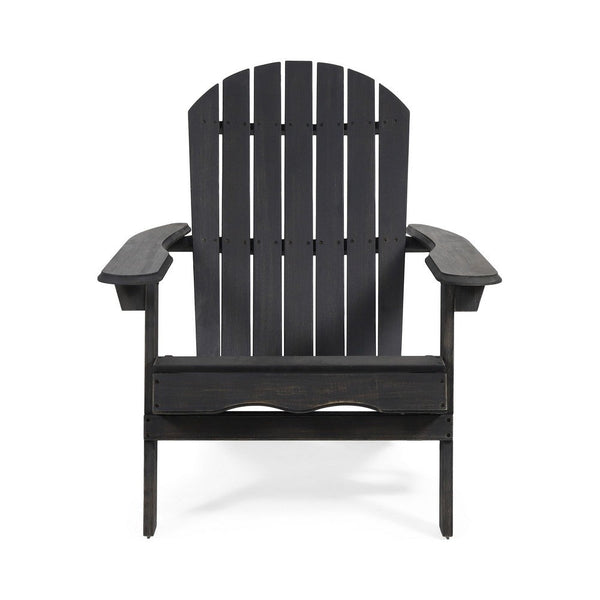 Libo Outdoor Adirondack Chair, Gray Acacia Wood Frame, Slat Panels -BM335663