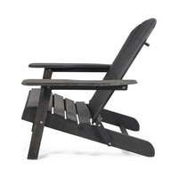 Libo Outdoor Adirondack Chair, Gray Acacia Wood Frame, Slat Panels -BM335663