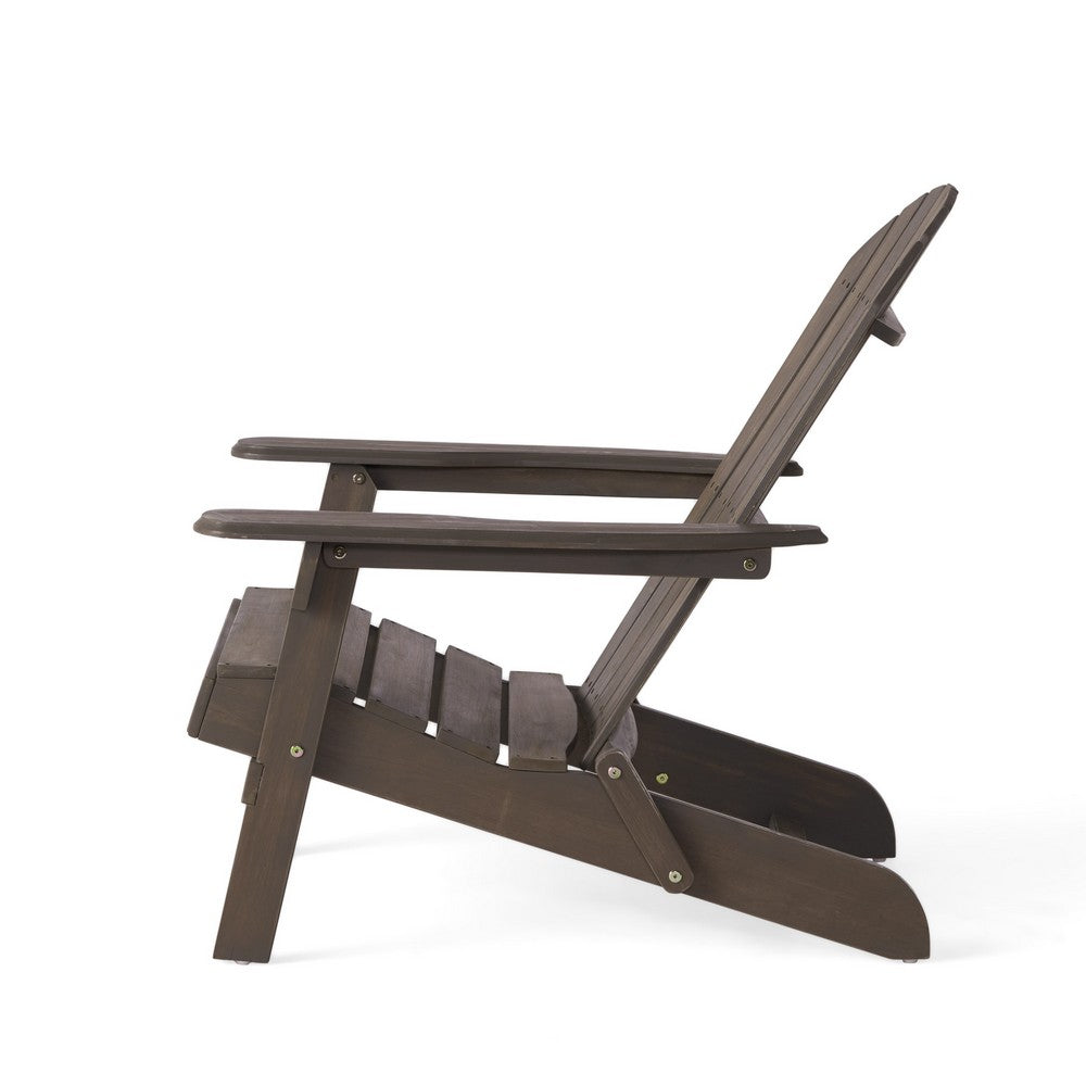 Libo Outdoor Adirondack Chair, Taupe Gray Acacia Wood, Slat Panels -BM335665