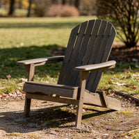 Libo Outdoor Adirondack Chair, Taupe Gray Acacia Wood, Slat Panels -BM335665