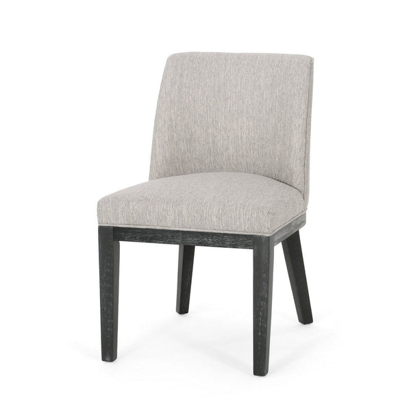 Jeeni Dining Side Chair Set of 2, Beige Fabric, Black Hardwood Frame -BM335666