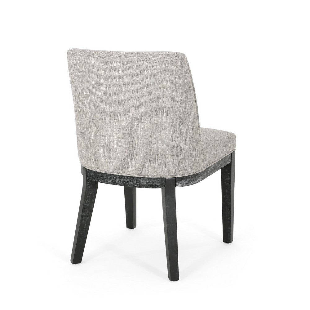 Jeeni Dining Side Chair Set of 2, Beige Fabric, Black Hardwood Frame -BM335666