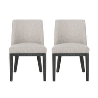 Jeeni Dining Side Chair Set of 2, Beige Fabric, Black Hardwood Frame -BM335666