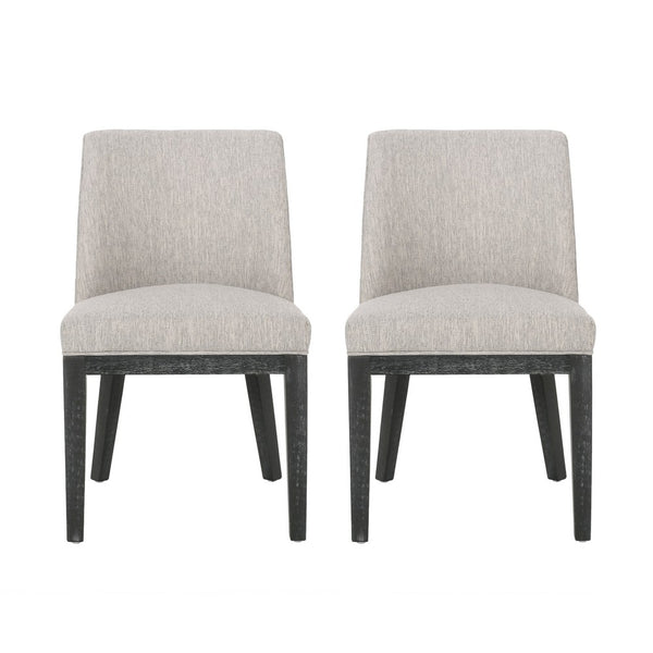 Jeeni Dining Side Chair Set of 2, Beige Fabric, Black Hardwood Frame -BM335666