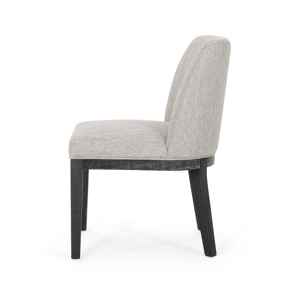 Jeeni Dining Side Chair Set of 2, Beige Fabric, Black Hardwood Frame -BM335666