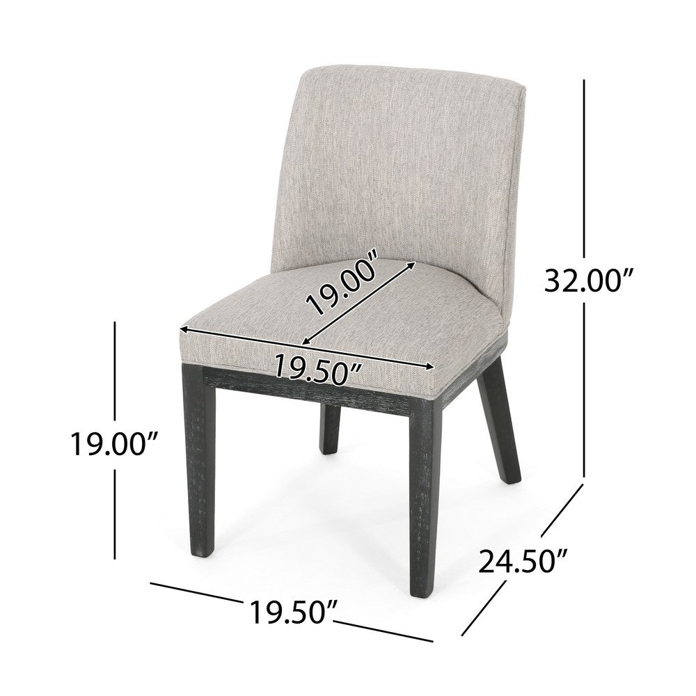 Jeeni Dining Side Chair Set of 2, Beige Fabric, Black Hardwood Frame -BM335666