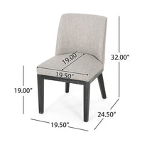 Jeeni Dining Side Chair Set of 2, Beige Fabric, Black Hardwood Frame -BM335666