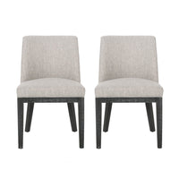 Jeeni Dining Side Chair Set of 2, Beige Fabric, Black Hardwood Frame -BM335666