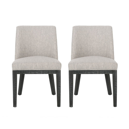 Jeeni Dining Side Chair Set of 2, Beige Fabric, Black Hardwood Frame -BM335666
