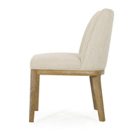 Jeeni Dining Side Chair Set of 2, Beige Fabric, Light Brown Hardwood -BM335667