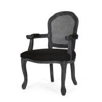 Dining Armchair Black Fabric, Classic Wood Frame, Mesh Backrest -BM335669