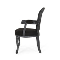 Dining Armchair Black Fabric, Classic Wood Frame, Mesh Backrest -BM335669