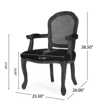 Dining Armchair Black Fabric, Classic Wood Frame, Mesh Backrest -BM335669