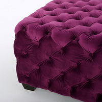 Ottoman, Classic Tufted Fuchsia Pink Velvet, Black Wood Legs, 29 Inch -BM335672