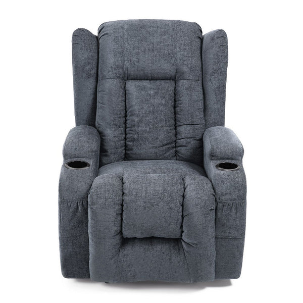Manual Massage Recliner Chair, Charcoal Gray Fabric, Soft Cushioned -BM335673