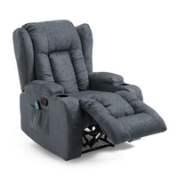 Manual Massage Recliner Chair, Charcoal Gray Fabric, Soft Cushioned -BM335673