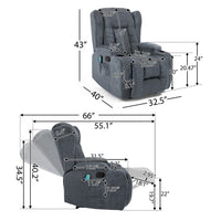 Manual Massage Recliner Chair, Charcoal Gray Fabric, Soft Cushioned -BM335673