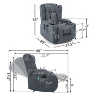 Manual Massage Recliner Chair, Charcoal Gray Fabric, Soft Cushioned -BM335673