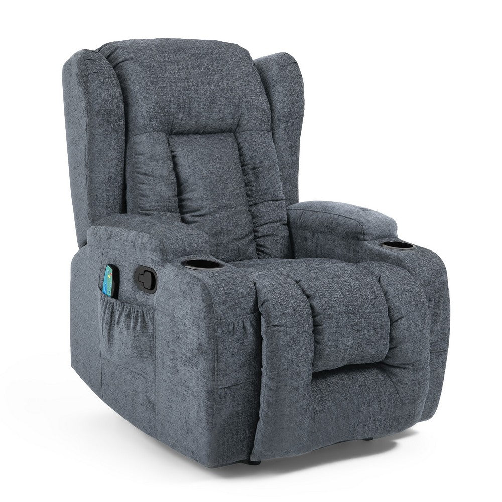 Manual Massage Recliner Chair, Charcoal Gray Fabric, Soft Cushioned -BM335673