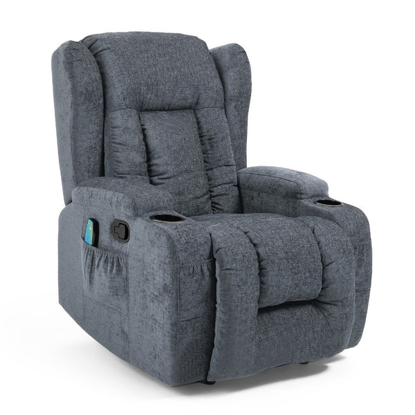Manual Massage Recliner Chair, Charcoal Gray Fabric, Soft Cushioned -BM335673