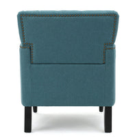 Lit Accent Club Armchair, Tufted Teal Fabric, Black Wood, Turned Legs -BM335674