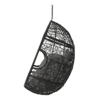 Keline Hanging Swing Lounge Chair, Gray Faux Rattan, Cushions, 49 Inch -BM335675