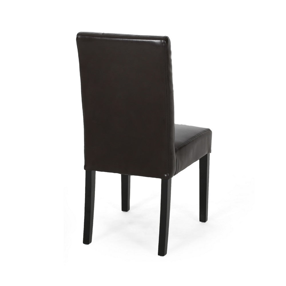 Kian Dining Chair Set of 2, Chocolate Brown Faux Leather, Foam Cushion -BM335676