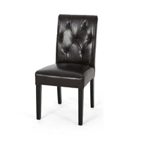 Kian Dining Chair Set of 2, Chocolate Brown Faux Leather, Foam Cushion -BM335676