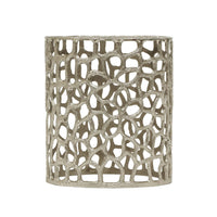 Mesh Stool Side Table, Nickel Aluminum Mesh Abstract, Round 14 Inch -BM335677